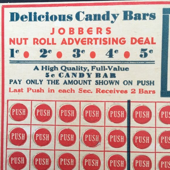Vintage 1920s Gambling Punch Out Card Advertising Jobbers Nut Roll Candy Bar - Picture 2 of 4